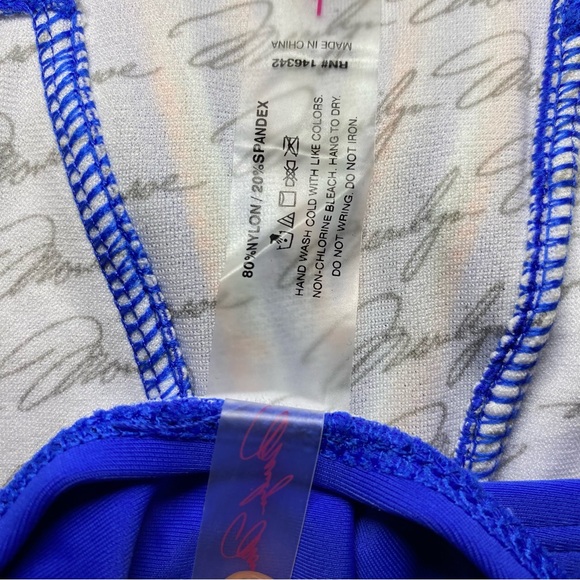 Marilyn Monroe Halter Swimsuit Crochet Detail Blue and Orange Size Large NWT - Picture 7 of 8